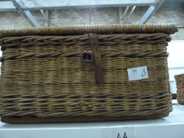 Large wickerwork picnic basket and two other baskets (3)