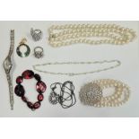 Large quantity of costume jewellery, clutch bags and other items  Condition ReportSilver clutch