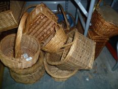 Large quantity of baskets to include picnic, shopping, etc