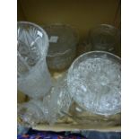 Quantity of glassware including moulded glass, storage jars, wines and assorted ceramics (4 boxes)