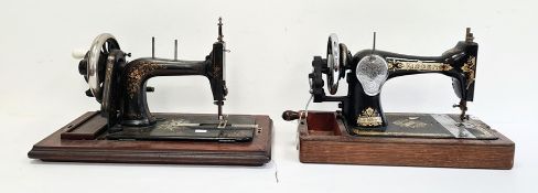 Two sewing machines, gilt decorated and hand-painted (2)