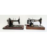 Two sewing machines, gilt decorated and hand-painted (2)