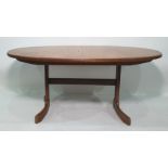 Mid century teak D-end extending dining table  Condition ReportThere are spots of wear to the top of