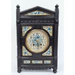 19th century aesthetic-movement clock, possibly by A Lewis F Day, the dial and fore-panels