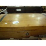 Pine domed chest with metal bands and two school trunks (3)