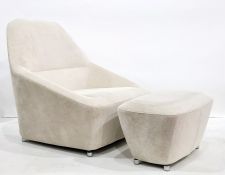 Modern Ligne Roset armchair with footstool, cream ground upholstery  Condition ReportThe chair and