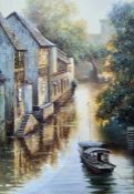 Lisa Shi(?) Oil on canvas Canal scene, indistinctly signed lower right and dated 2011, 75cm x 50.5cm