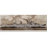 Pair of modern prints "A British Cruiser and How it Works HMS Southampton a Vessel of Novel Features