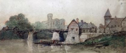 Paul Marney (1829-1914) Watercolour 'Normandy', signed lower right, 15cm x 34cm