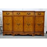 20th century G&F breakfront satin wood sideboard, cross-banded, with assorted drawers and cupboard