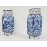 Pair of J Kent Fenton blue and white pottery vases 'Ye Olde Foley Ware' (2)  Condition ReportThese