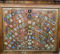 WITHDRAWN Large framed collection of various badges to include German, Great Britain, Italian and