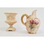 Royal Worcester blush ivory ground small campana vase, circa 1900, printed puce marks, shape