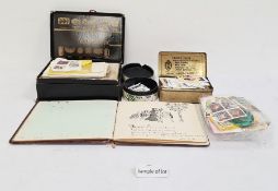 Large collection of loose stamps and an album comprising pen and ink and watercolour sketches