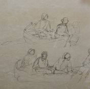 Attributed to Richard Hume Lancaster (1773-1853) Pencil study Fisherman and rowing boats,