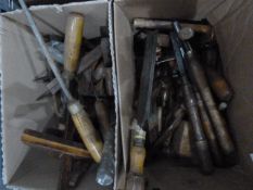 Large quantity of vintage tools including files, chisels, etc (2 boxes)