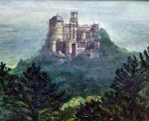 20th century continental school Oil on board "Castello da Pena, Portugal", indistinctly initialled