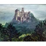 20th century continental school Oil on board "Castello da Pena, Portugal", indistinctly initialled