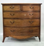 19th century mahogany bowfront chest of two short over three long drawers, bracket feet, 105cm x
