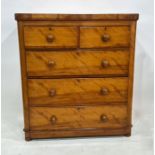 Late 19th/early 20th century satinwood chest of two short over three long drawers, plinth base, 96cm