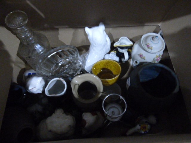 Assorted textiles, a large woollen blanket and assorted ceramics (2 boxes) - Image 2 of 2