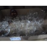 Large quantity of glassware including engraved glass, cut glass, moulded glass, vases, wines, etc