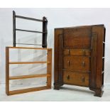 Oak student's bureau and two wall-hanging shelf units (3)