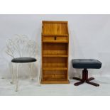 Leatherette stool, a pine shelving unit, a card table and a chair (4)