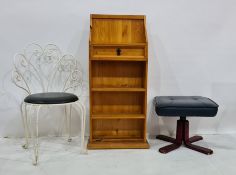 Leatherette stool, a pine shelving unit, a card table and a chair (4)