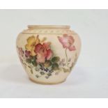 Royal Worcester blush ivory ground small oviform vase, printed puce marks, early 20th century, shape