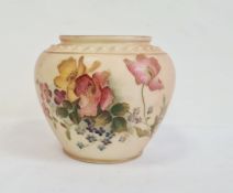 Royal Worcester blush ivory ground small oviform vase, printed puce marks, early 20th century, shape