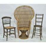 Two cane-seated chairs and a further chair (3)