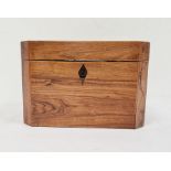 19th century walnut tea caddy of rectangular form with canted corners, 13cm x 19cm