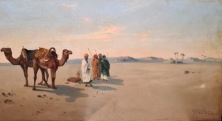 Henry Stanton Lynton (fl.1886-1900) Oil on canvas Figures and camels in desert, signed and dated