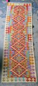 Vegetable dye wool chobi Kelim runner 196 x 66 cm