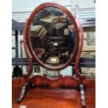 19th century mahogany-framed oval dressing table mirror