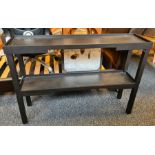 Oka two-tier hall table painted black, 115.5cm x 81cm