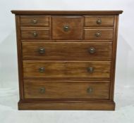 19th century mahogany Scottish chest of five assorted short drawers above three long drawers, plinth