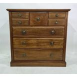 19th century mahogany Scottish chest of five assorted short drawers above three long drawers, plinth