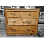 Late 19th/early 20th century chest of two short over two long drawers, raised on plinth base, 98.5cm