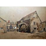 20th century Watercolour drawing Farmyard scene, unsigned, 25cm x 35cm