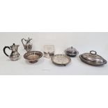 Quantity of plated ware including knives, jugs, tankards, etc (2 boxes)