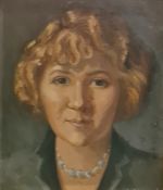 20th century school Oil on panel Study of lady's head, indistinctly signed lower right, 29cm x 23.