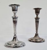 Pair of silver table candlesticks, weighted