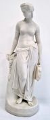 Large Copeland Parian Art Union of London standing figure of a classical maiden with tambourine, the