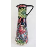 Moorcroft pottery tall conical ewer, tube-lined floral decoration, dated 2003 and initialled 'MW',