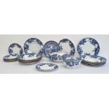 Bisto pottery blue and white transfer-printed part dinner service and similar pieces  Condition