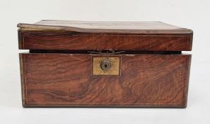 19th century walnut writing slope with brass inlay and various contents of assorted ephemera to