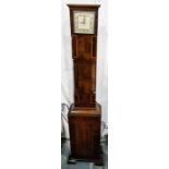 1930's mahogany and oak-cased grandmother clock inserted with Smiths electric movement