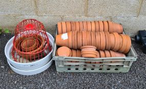 A quantity of terracotta pots and other potsCondition ReportAll but one of the pots in the box